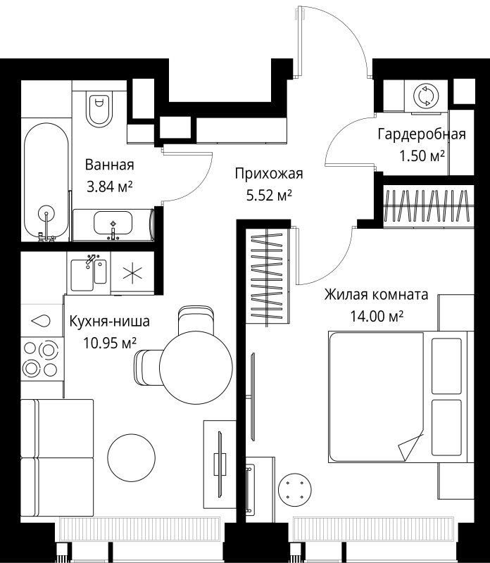 1 ккв 35,8 м²
