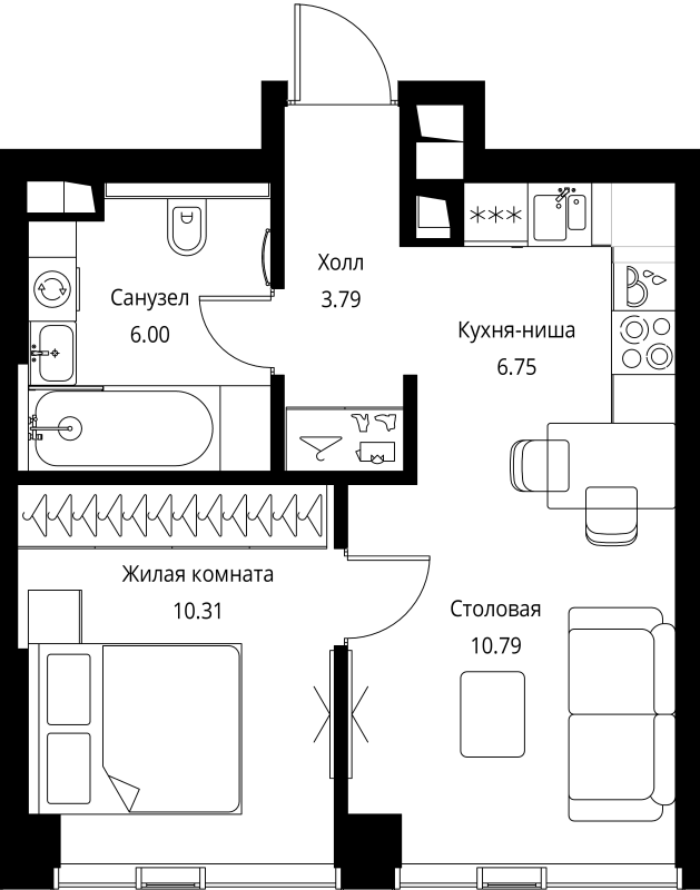 2 ккв (Евро) 37,6 м²