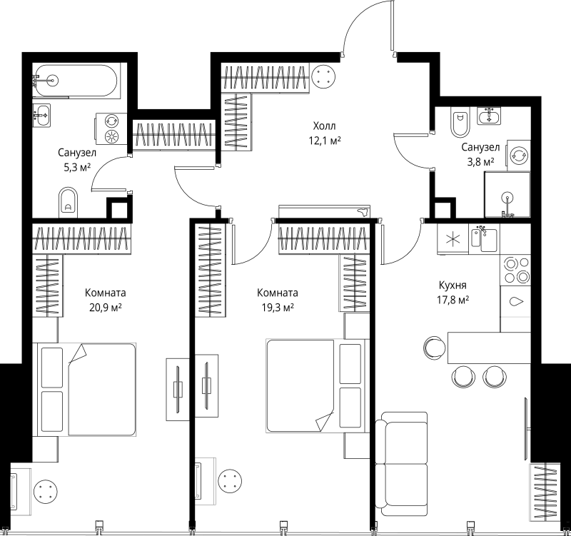 3 ккв (Евро) 79,2 м²