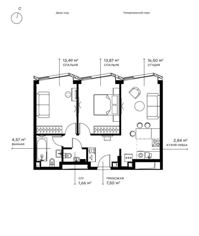 3 ккв (Евро) 60,7 м²