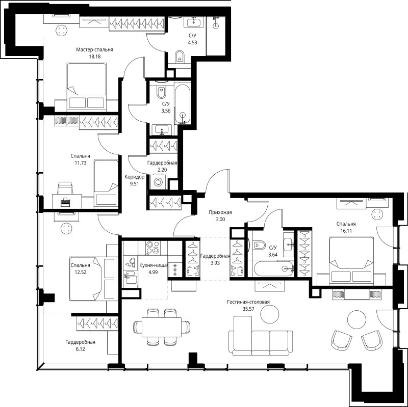 5 ккв (Евро) 135,6 м²