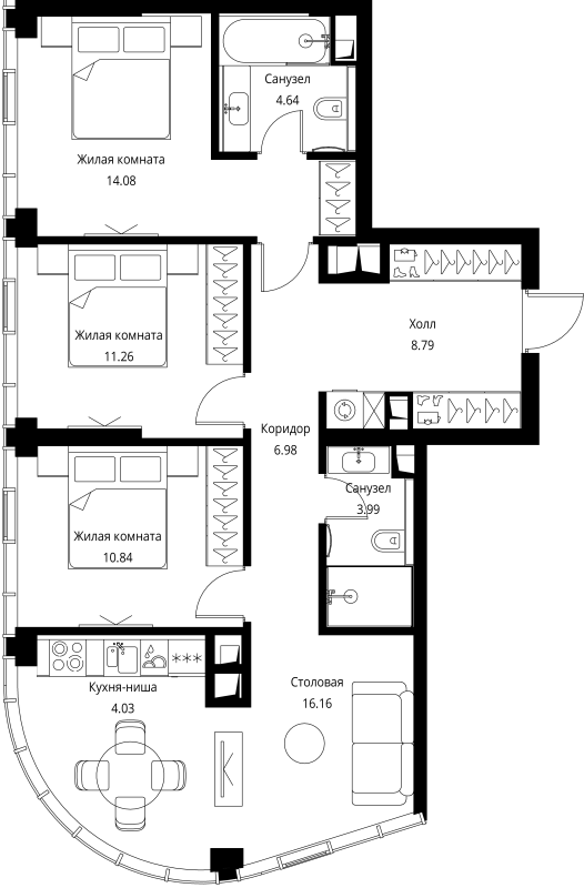 4 ккв (Евро) 80,8 м²