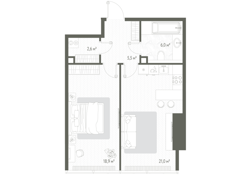 2 ккв (Евро) 54,2 м²