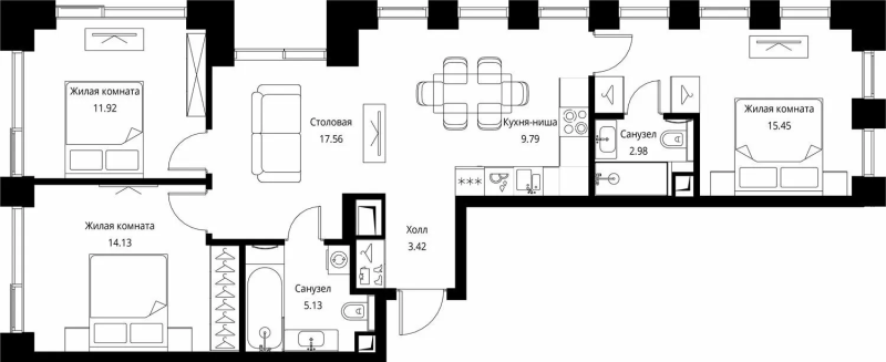 4 ккв (Евро) 80,4 м²
