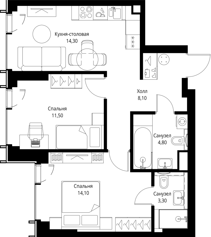 2 ккв 56,1 м²