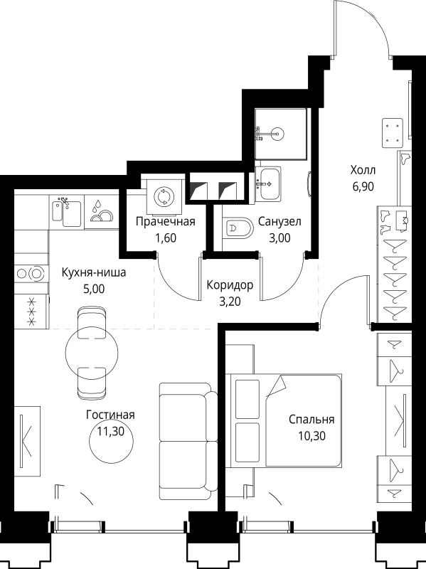 2 ккв (Евро) 41,8 м²