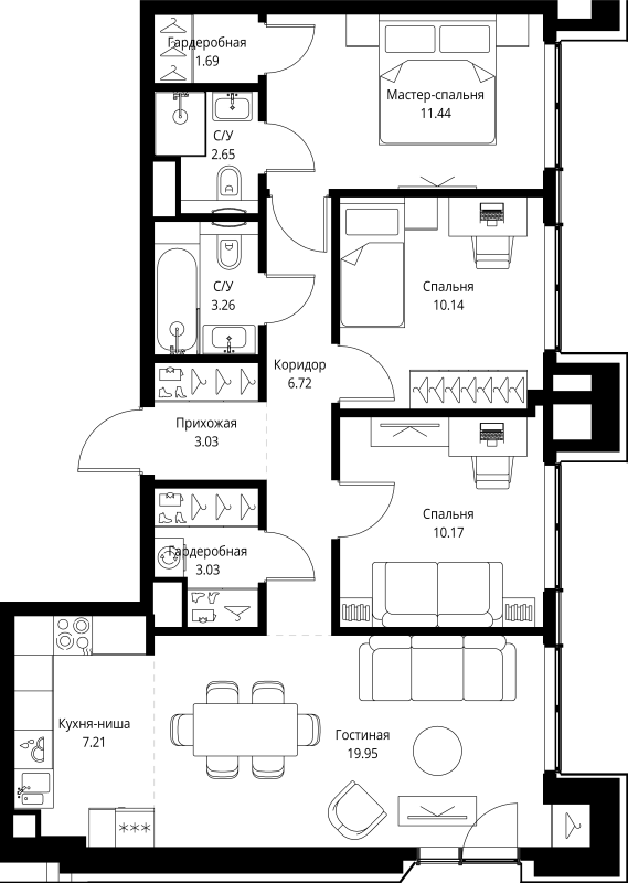4 ккв (Евро) 79,3 м²