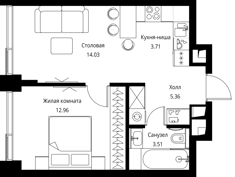 2 ккв (Евро) 39,6 м²