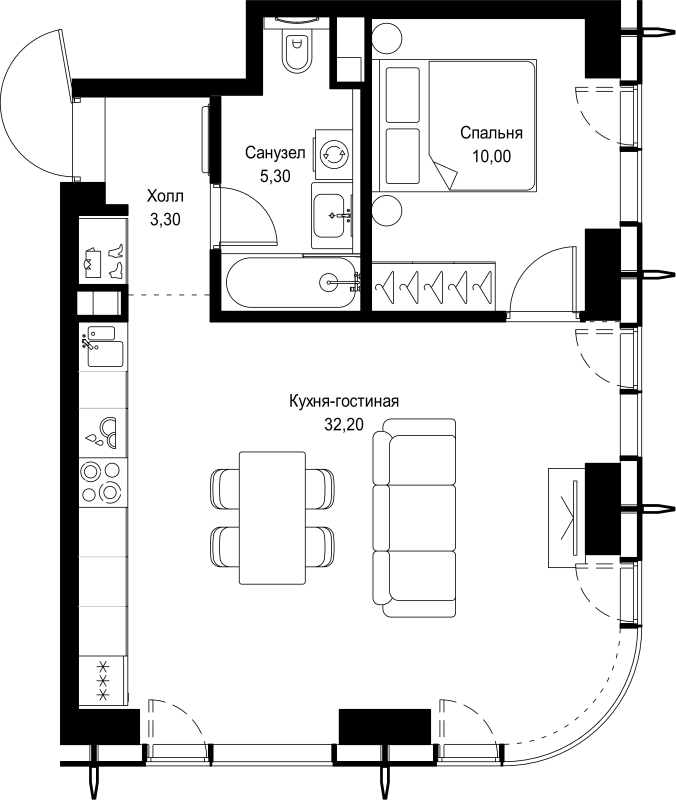 2 ккв (Евро) 50,8 м²