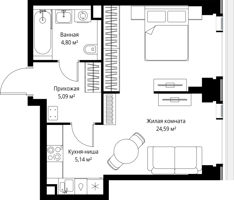 2 ккв (Евро) 39,6 м²