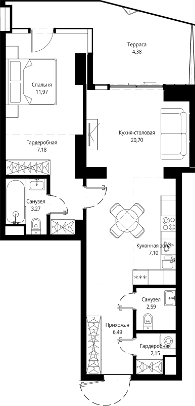 2 ккв (Евро) 70,3 м²