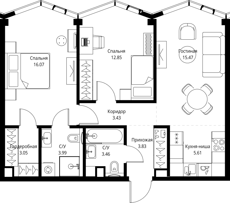 3 ккв (Евро) 67,8 м²