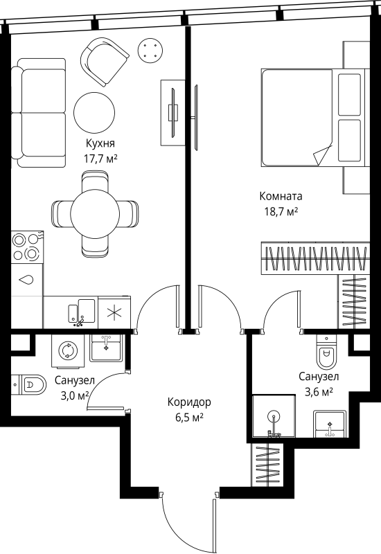 2 ккв (Евро) 49,5 м²