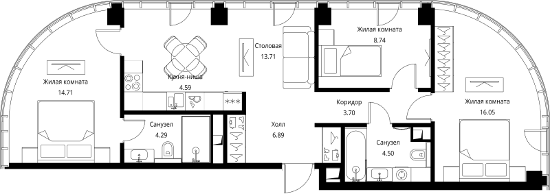 4 ккв (Евро) 77,2 м²