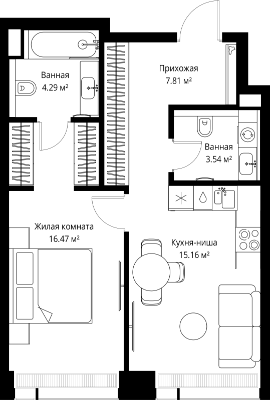 2 ккв (Евро) 47,3 м²