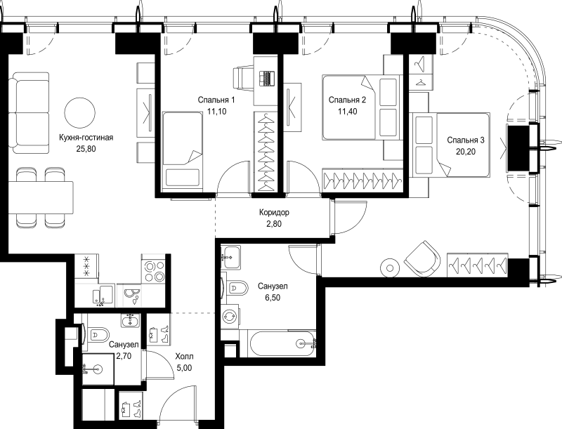 4 ккв (Евро) 85,5 м²
