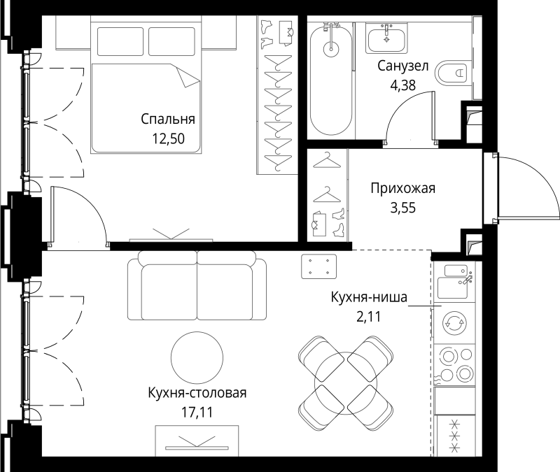 2 ккв (Евро) 39,7 м²