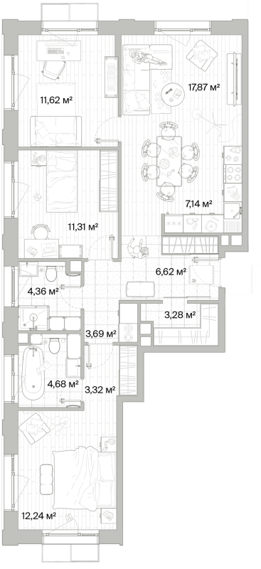 4 ккв (Евро) 86,1 м²