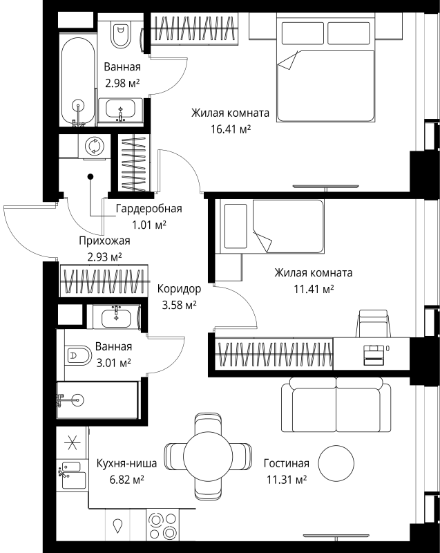 3 ккв (Евро) 59,5 м²