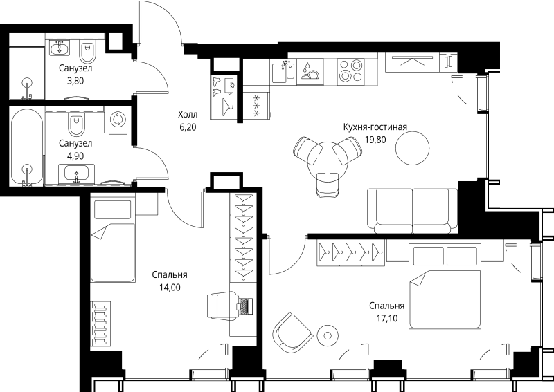 3 ккв (Евро) 67,3 м²