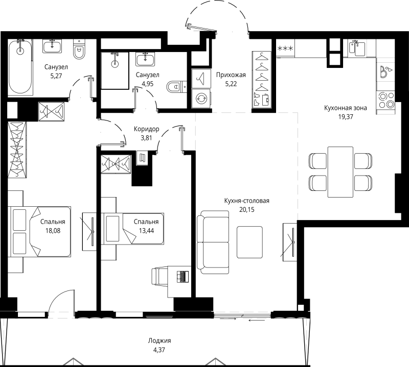 3 ккв (Евро) 97,1 м²