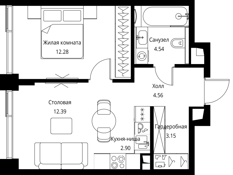 2 ккв (Евро) 39,8 м²