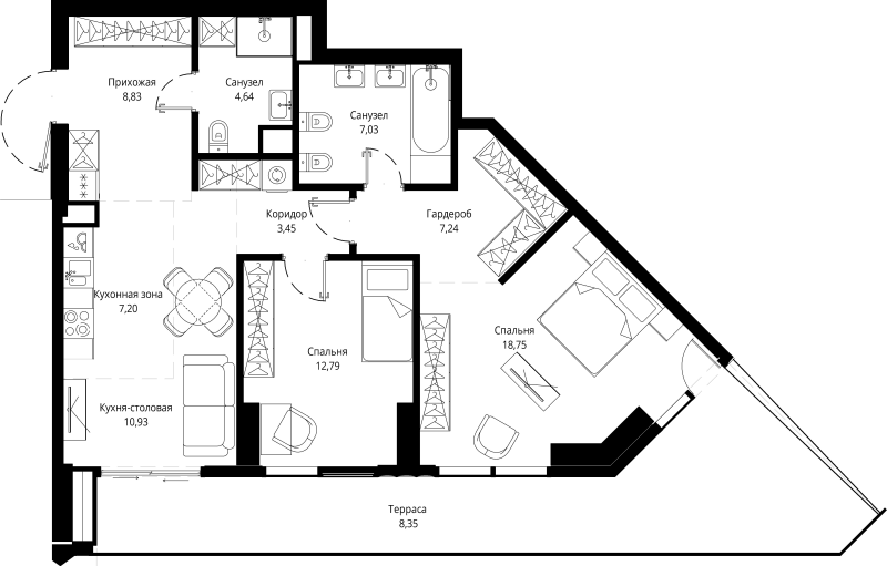 3 ккв (Евро) 89,5 м²