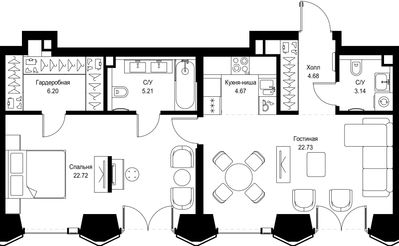 2 ккв (Евро) 69,4 м²