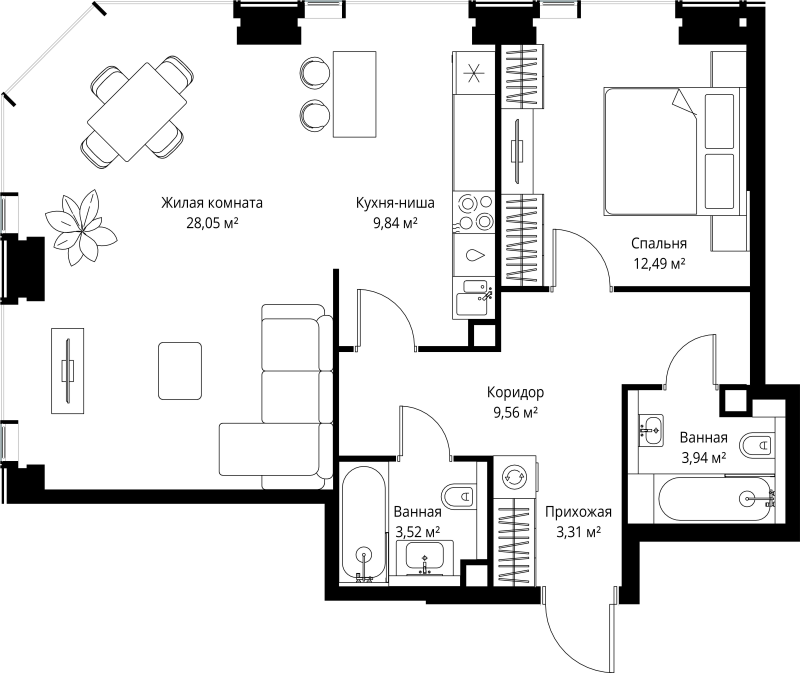 2 ккв (Евро) 70,7 м²