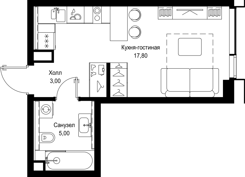 Студия 25,8 м²