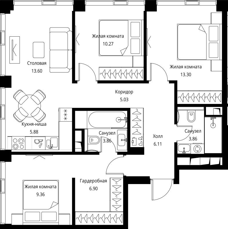 4 ккв (Евро) 78,2 м²