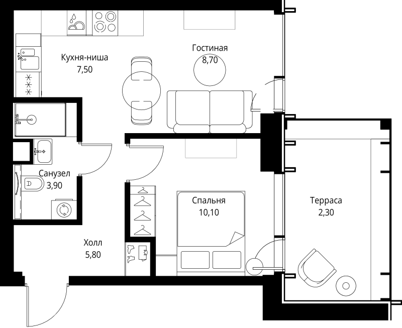 2 ккв (Евро) 38,3 м²