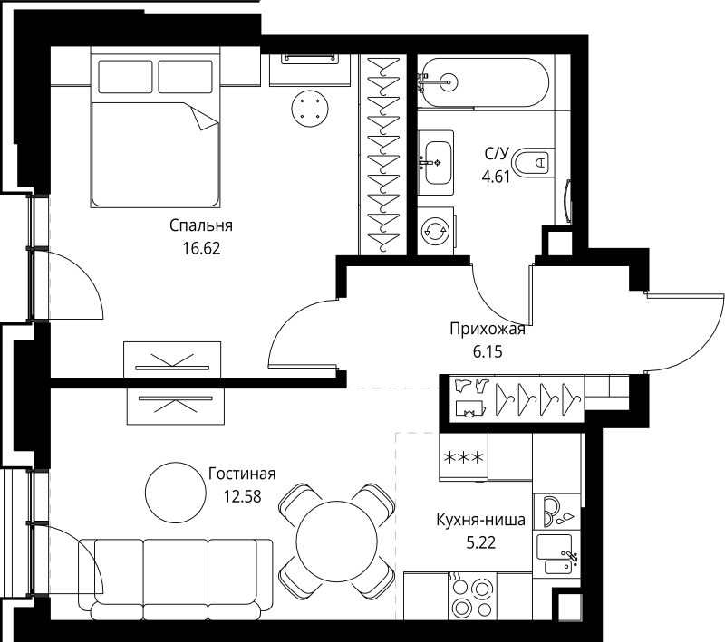 2 ккв (Евро) 45,2 м²