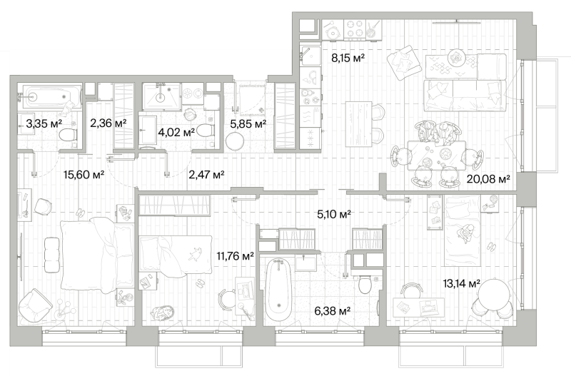 4 ккв (Евро) 98,3 м²