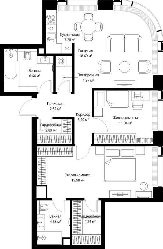 3 ккв (Евро) 83,1 м²