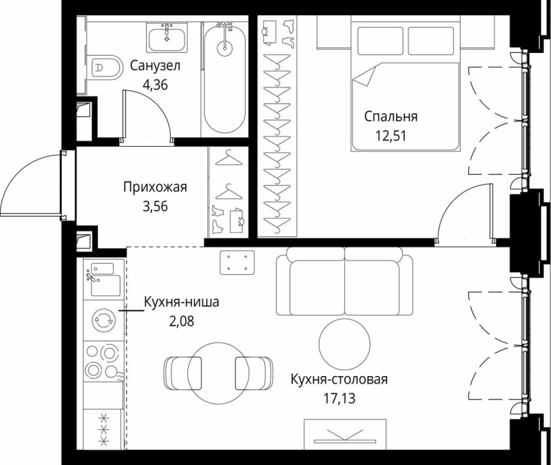 2 ккв (Евро) 39,6 м²