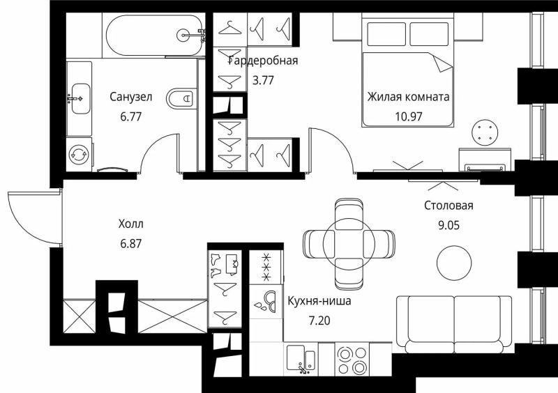 2 ккв (Евро) 44,6 м²
