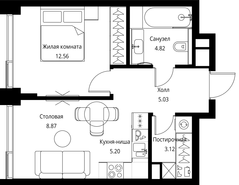1 ккв 39,6 м²