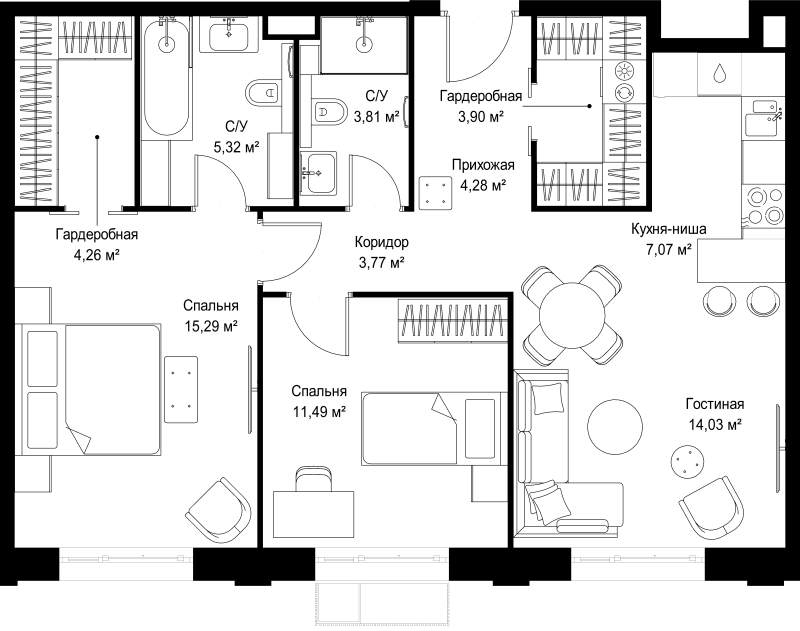 3 ккв (Евро) 73,2 м²