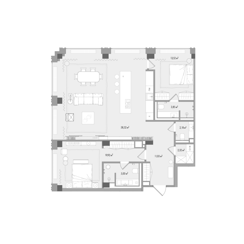 3 ккв (Евро) 119 м²
