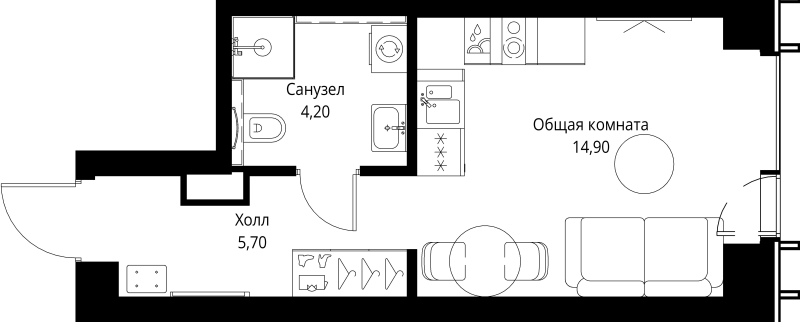 Студия 24,8 м²