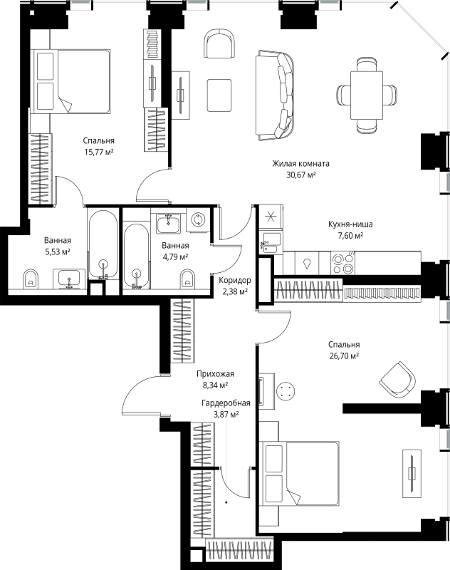 3 ккв (Евро) 105,7 м²
