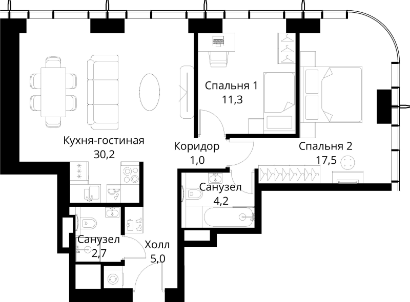 3 ккв (Евро) 71,9 м²