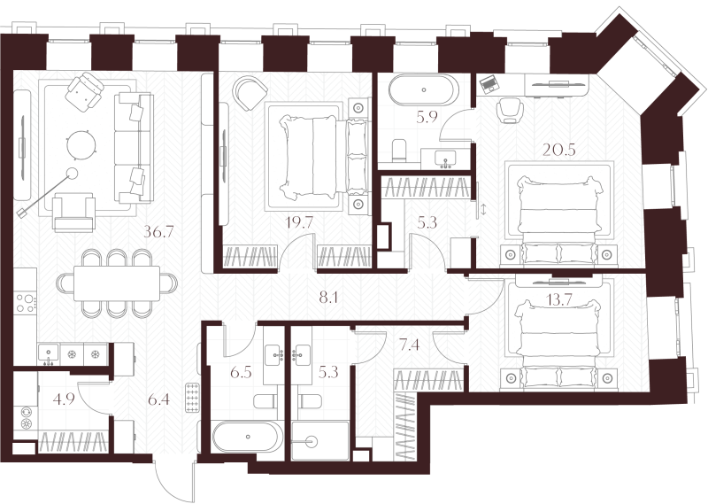 4 ккв (Евро) 140,4 м²