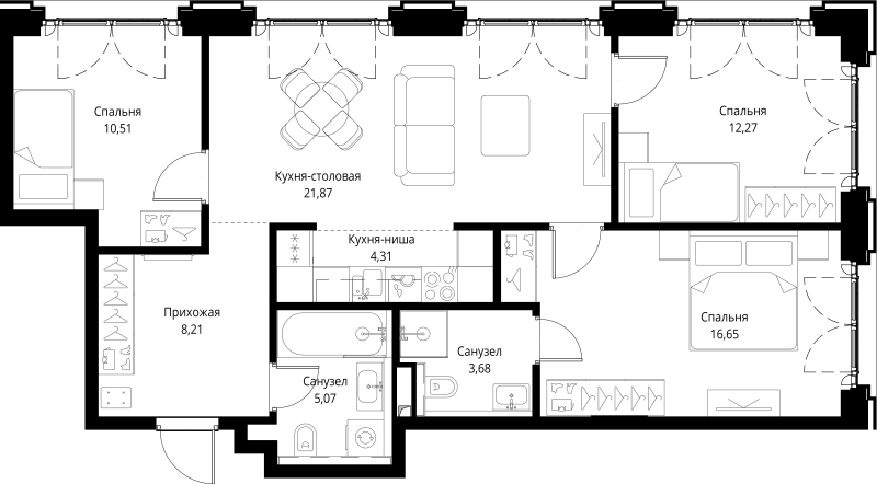 4 ккв (Евро) 82,6 м²
