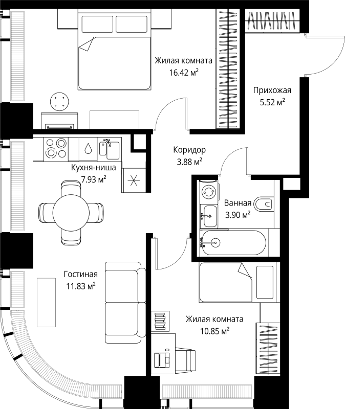 3 ккв (Евро) 60,3 м²