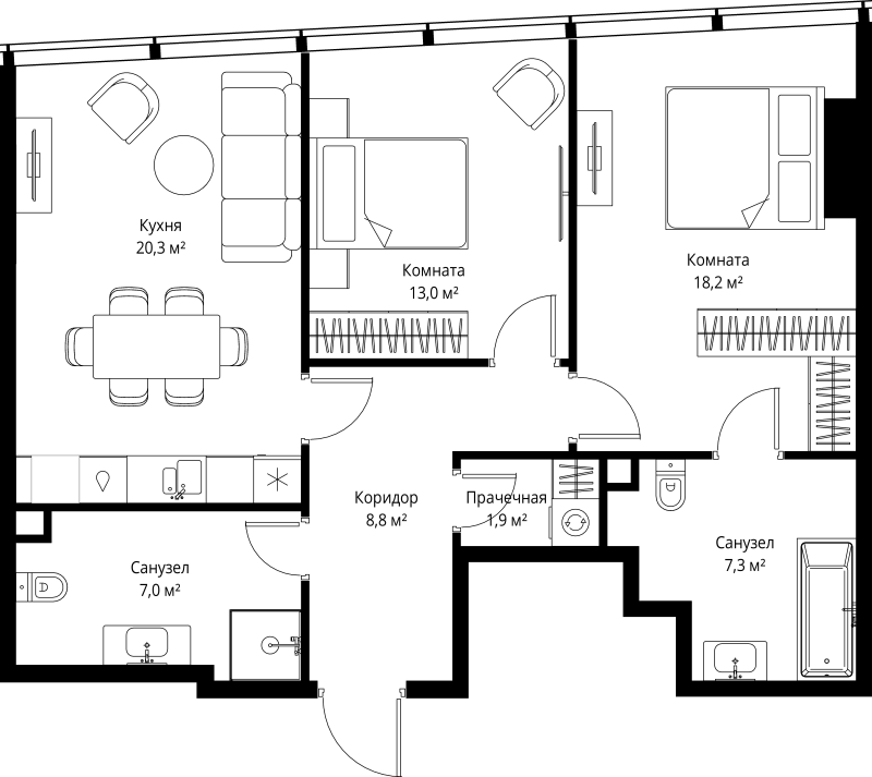3 ккв (Евро) 76,5 м²