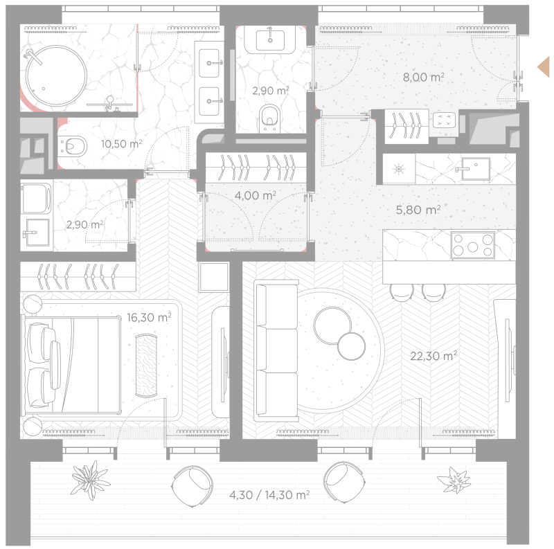 2 ккв (Евро) 77 м²