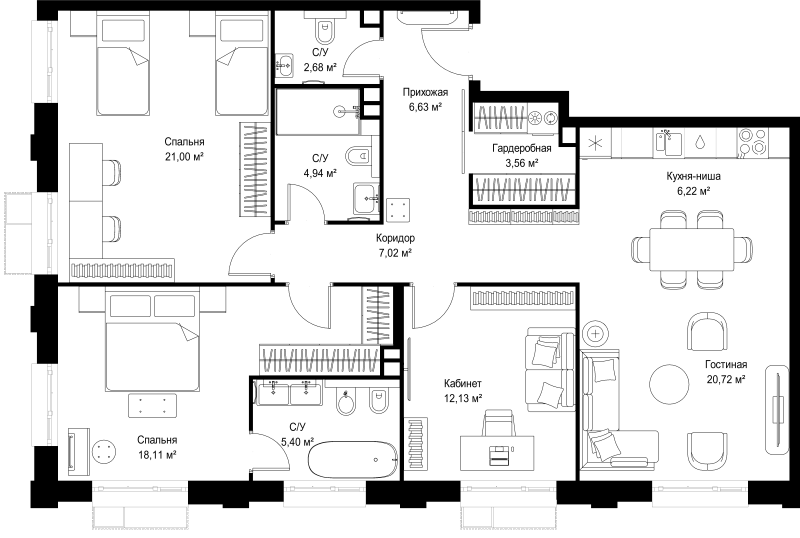 4 ккв (Евро) 108,4 м²