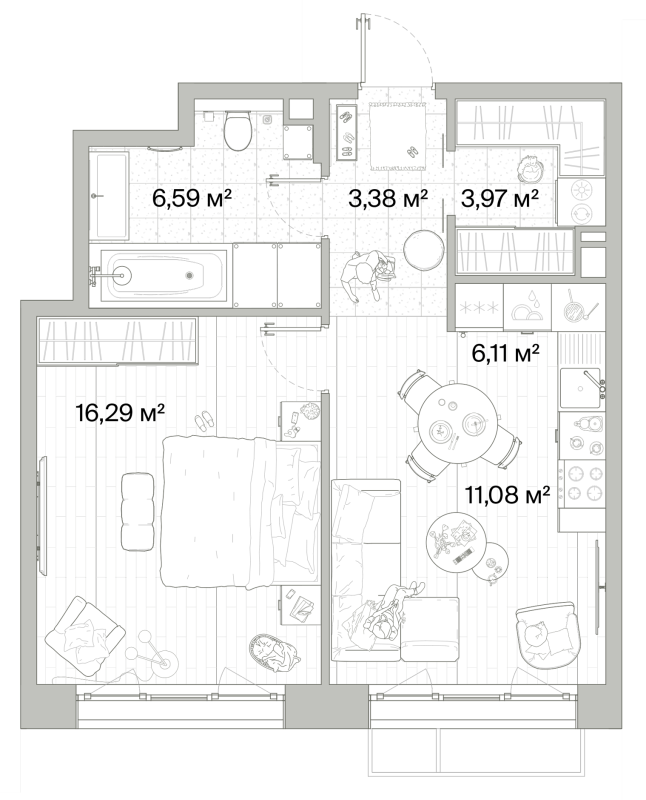 2 ккв (Евро) 47,4 м²